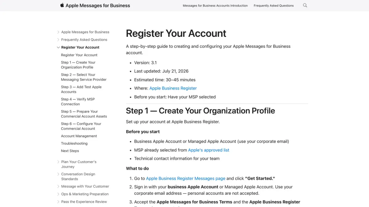 Le guide d'Apple pour créer et configurer un compte Apple Messages for Business