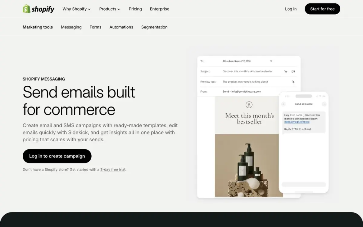 Shopify Messaging website